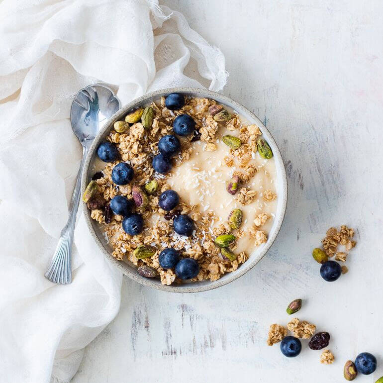 Creamy Peach Granola Smoothie Bowls Recipe | Cascadian Farm Organic